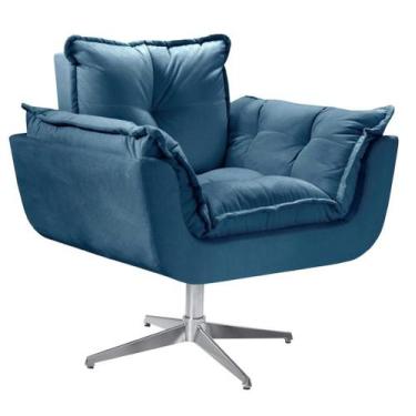 Imagem de Poltrona Opala Giratória Alumínio Suede  - Unidecor, Azul Bic