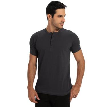 Imagem de Camiseta Masculina Anistia  Henley Manga Curta Anistia Grafite, Grafit