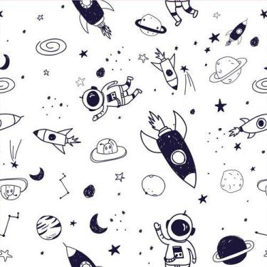 Imagem de Papel De Parede Baby Astronauta Azul E Branco - 1,50x0,50m - DEKAL DEC