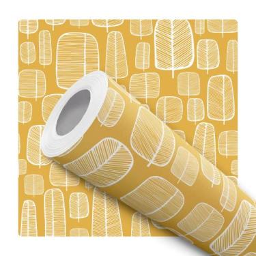 Imagem de Papel De Parede Adesivo Lavável Árvores Abstrato Amarelo Mostarda Bran