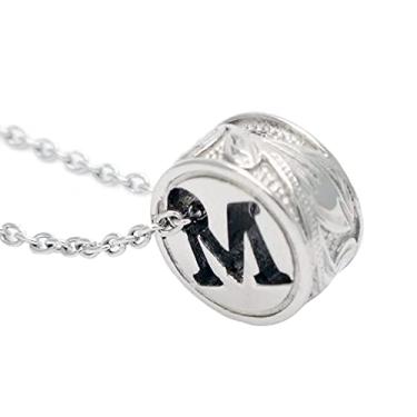 Imagem de piena Colar feminino havaiano com pingente de joia hipoalergênica em aço inoxidável cirúrgico com inicial rolagem em barril, Metal, Sem Pedra Preciosa