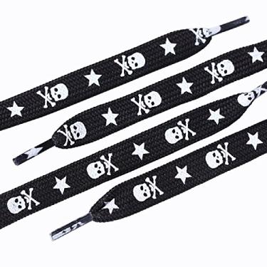 Imagem de Xiazw 47" Cool Flat Women sapato masculino cadarços cordão (2 pares), white star