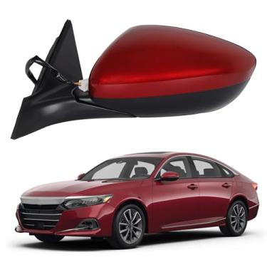 Imagem de Dasbecan HO1320328 Espelho retrovisor lateral do motorista compatível com Honda Accord LX Sport 1.5T 2018-2022 Power | Não aquecido | Tinta para combinar com Repalce # 76258-TVA-A02, vermelho radiante