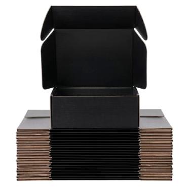 Imagem de DUZCLI Conjunto de 20 caixas de transporte pretas 12x9x4, caixas de papelão ondulado - para embalagens de suprimentos para pequenas empresas, caixas de embalagem, caixas de correio e caixas