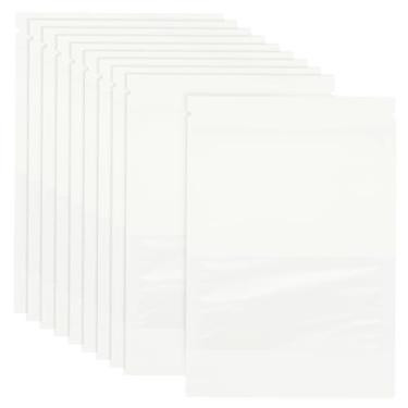 Imagem de PATIKIL Envelopes de sementes, pacote com 200 pacotes de papel kraft resseláveis de 8,9 cm x 7,6 cm, envelope pequeno para moedas com janela transparente, zíper para armazenamento de sementes de