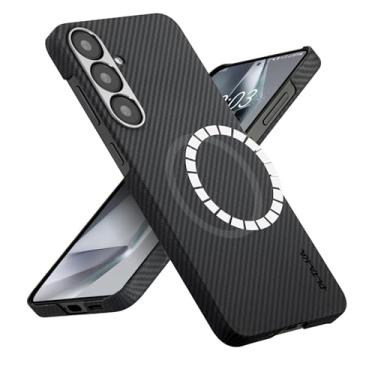 Imagem de pitaka Capa para S25 Plus, 6,7 polegadas, compatível com MagSafe, capa fina e leve para Samsung Galaxy S25 Plus, feita de fibra de aramida 600D [capa ultrafina - preto/cinza]