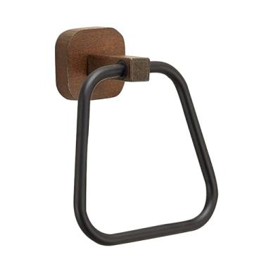 Imagem de Anel de toalha preto branco fosco - Toalheiro de banheiro estilo - Toalheiro de cozinha e banheiro - Toalheiro preto e branco - Toalheiro de banheiro (anel quadrado preto)