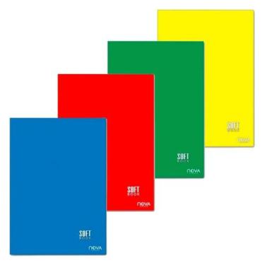 Imagem de Kit 4 Cadernos Brochura Capa Dura 96 Folhas Escolar Cores Variadas - N