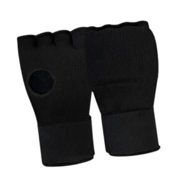 Imagem de Deevoka Crianças luvas internas de boxe meio dedo equipamento engrenagem leve treinamento de perfuração luvas de kickboxing para mma, Preto