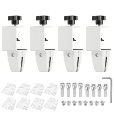 Imagem de PATIKIL Braçadeira de suporte para divisória de mesa de 4,3 x 3,3 x 6 cm, 4 peças de braçadeira de alumínio para divisória de mesa para painel de escritório e casa, prata