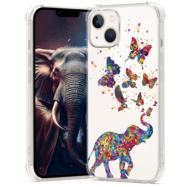 Imagem de BEIMEITU Capa para iPhone 13 Borboleta Elefante Fofa, Capa Móvel Macia Meninas Design Borboleta À Prova de Choque Capa Protetora Infantil Traseira Transparente para iPhone 13 Mulheres
