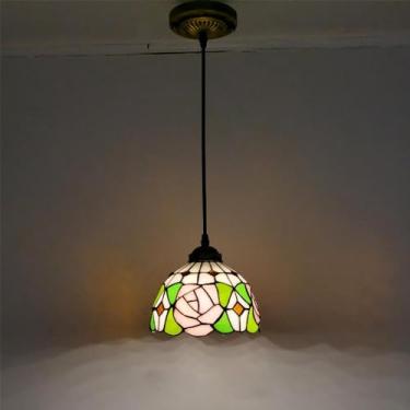 Imagem de Candelabro de vidro colorido europeu Lâmpada pendente criativa vintage Casa Restaurante Bar Hotel Corredor Quarto Cabeça de cama Lâmpada pendente (B D20CM)