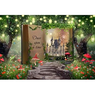 Imagem de Leyiyi 3 x 2,4 m Once Upon a Time Pano de fundo de fotografia de floresta encantada de conto de fadas, livro mágico, castelo misterioso, foto, pano de fundo, princesa, aniversário, chá de bebê,