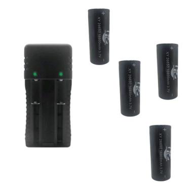 Imagem de Kit 1 Carregador De Bateria Duplo 2 Slot 14500 Mais 4 Baterias De Gran