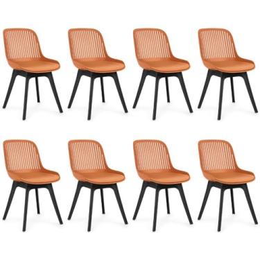 Imagem de Kit 8 Cadeiras de Jantar Estofada Design Marcela - Marrom