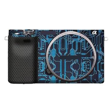 Imagem de JERXTTON Adesivo de capa de câmera para Sony A6400 A6300, película protetora, antiarranhões, decoração e resistência ao desgaste (azul circuito)