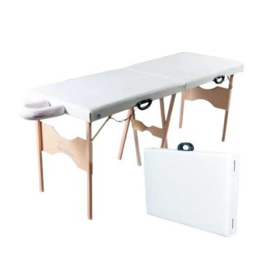 Imagem de Maca Portátil de Madeira Suporta até 200 Kg - Santa Fé Macas, Branco