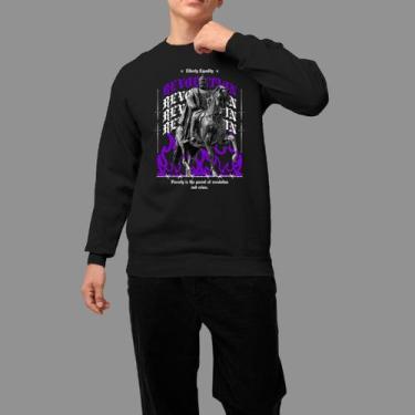 Imagem de Moletom Gola Careca Basico Masculino Moda De Rua Confortável Tecido Ma