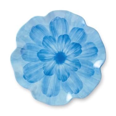 Imagem de Certified International Pratos florais 3D de melamina azul silvestre, conjunto de 4, 28 cm, perfeito para servir entradas, massas ou saladas, ideal para jantares e reuniões de família, multicolorido