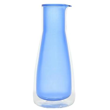 Imagem de Cloudnola Garrafa térmica de parede dupla, azul, 963 g para bebidas quentes e frias, jarra de vidro borossilicato soprada à mão