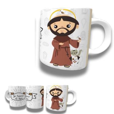 Imagem de Caneca De Porcelana 325ml Santos Católicos Decorada São Francisco De Assis