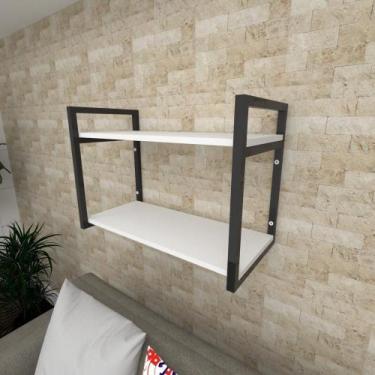 Imagem de Prateleira industrial para Sala aço cor preto prateleiras 30cm cor bra