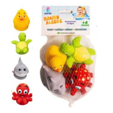 Imagem de Kit 4 Brinquedos Para Banho Divertidos Vila Toy Pato Polvo Tubarao Tar