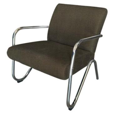 Imagem de Poltrona Decorativa Bela Linho Marrom Braço Cromado - Mansão Decor