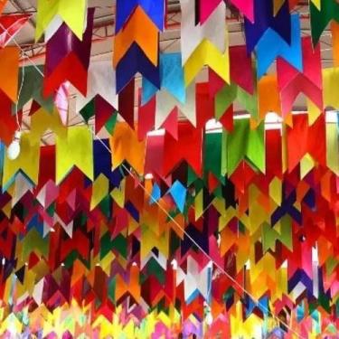 Imagem de Kit 100 Metros Bandeirinha Festa Junina Julina Bandeirola Decoração En