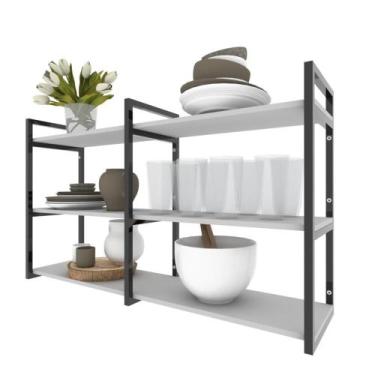 Imagem de Prateleira industrial nichos cozinha branco suporte industrial carrinh