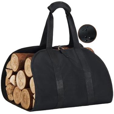 Imagem de LeCorner Porta-Lenha, Bolsa Para Lenha De Tecido Oxford À Prova D'Água, Porta-Lenha Grande Para Lenha, Armazenamento De Acessórios Para Lareira, Porta-Lenha Confortável Com Alças, Suporte Para Lenha