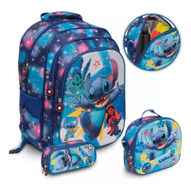 Imagem de Kit Mochila Infantil Costas Stitch 3d Com Lancheira Térmica - Plike