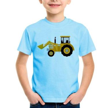 Imagem de Camiseta Infantil Trator Pá Carregadeira Amarelo - Foca na Moda, Azul 