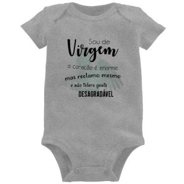Imagem de Body Bebê Sou de Virgem - Foca na Moda, Cinza, GG