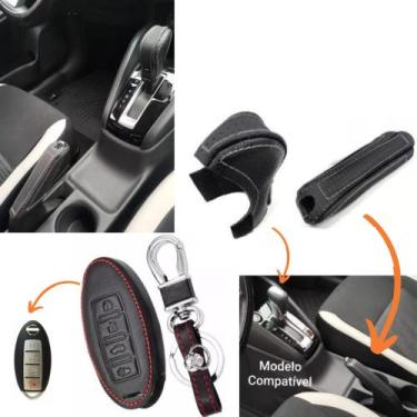 Imagem de Kit Capas Couro para Chave Manopla Câmbio Automático E Freio de Mão Ni