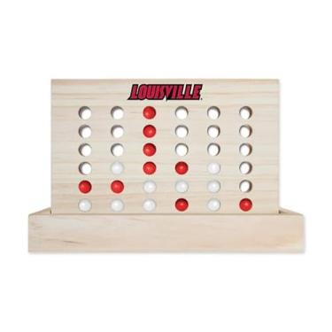 Imagem de Rico Industries NCAA Mini Travel Team 4 in A Row Mini Game- Wooden, Team Colors, 5.5" x 8" (Louisville)