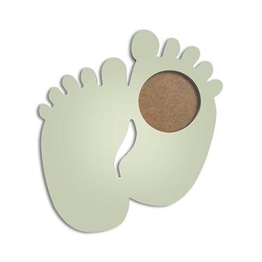 Imagem de Porta Maternidade Colorido Em Forma de Pezinhos Em Mdf Com PVC Antirreflexo Cor:AMARELO BAUNILHA;Tamanho:27x30 cm