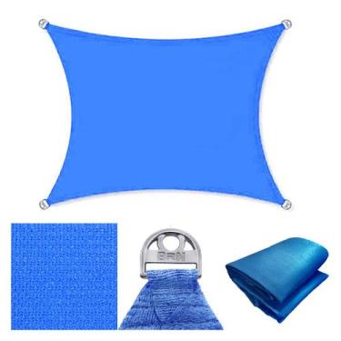 Imagem de Tela Toldo Sombreamento 90% Cor Azul Cobertura Decorativa 2x2 Metros -