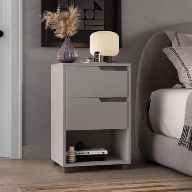Imagem de Mesa de Cabeceira 45cm com 2 Gavetas Multimóveis CR35244, Cinza