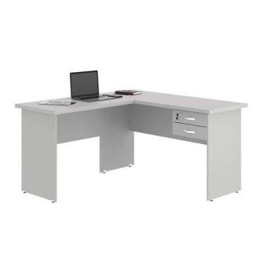 Imagem de Mesa em L com Gaveteiro Carper Cinza - CasaH