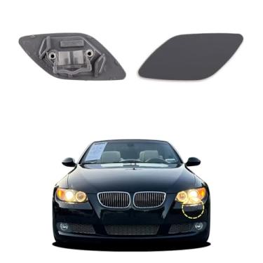 Imagem de Goholy Capa de arruela de farol de para-choque dianteiro de carro compatível com BMW 328i 335i Coupe Convertible 2007-2010 Tampa de bico de arruela de farol 61677171659 61677171660 Capa de spray de