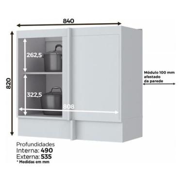 Imagem de Balcão Canto Reto 1 Porta sem Tampo Americana Branco - Móveis Henn, Br