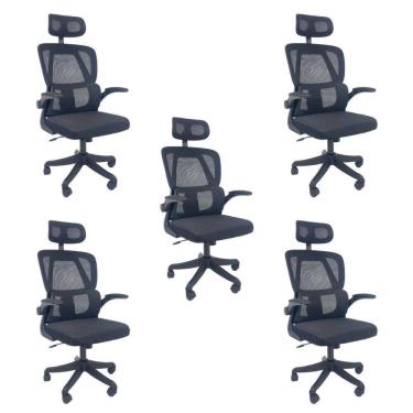 Imagem de Kit 5 Cadeiras de Escritório Presidente Executiva Oficial Legacy Preto