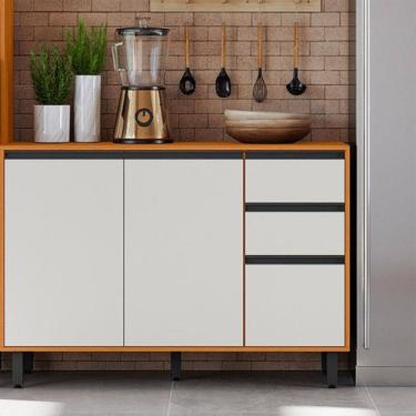 Imagem de Balcão 120cm Flex Com Tampo 03 Portas Ravena Poliman Móveis