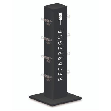 Imagem de Totem 8 Tomadas Para Carregar Celulares Preto