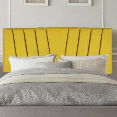Imagem de Painel Estofada Bélgica 195cm King Size Para Cama Box Quarto Suede Amarelo - Ahz Móveis