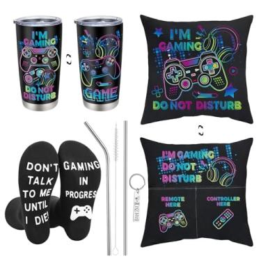 Imagem de Presentes de jogador para o Dia dos Pais Presentes de Gamer para Homens Caixa de Presente de Jogos para Ele Pai Namorado Marido Irmão Amigos Homens Gamer Canecas Fronha Meias Cesta de Presente