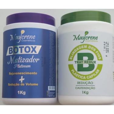 Imagem de Maycrene Kit Capilar, Botox Matizador Platinum 1kg + Blindagem dos Fios Trat Redux B 1kg