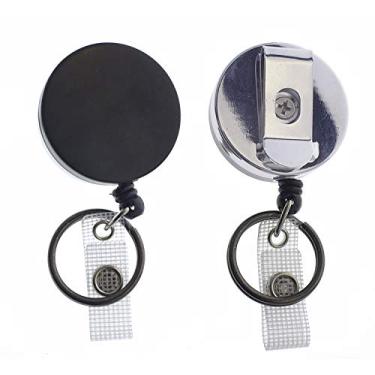 Imagem de Revestimento de metal resistente com emblema e chaveiro com fio de nylon grosso, clipe de cinto, tira de identificação reforçada e chaveiro da Specialist ID, Prata, 2 Pack