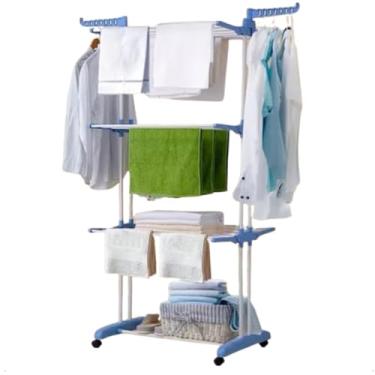 Imagem de Varal de Chão Vertical Dobrável com Rodinhas - 3 Andares e Abas Laterais